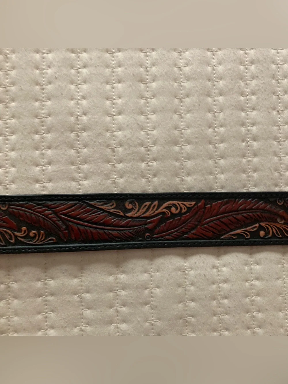 Justin Tooled Brown Leather Belt Men’s 32 Brown Indian Head Belt Buckle